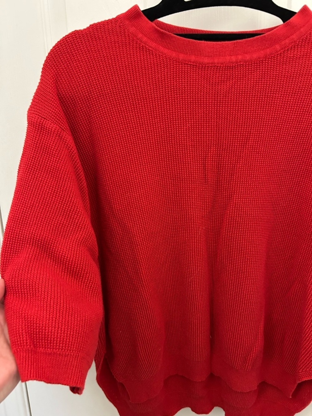 Red Knit, Short-Sleeved Sweater Top, Sz L - Picture 2 of 6